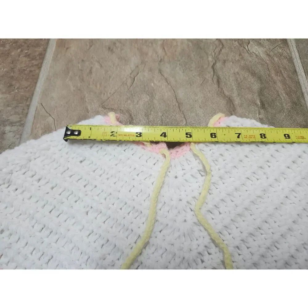 Adorable Infant Crochet Baby Outfit 3 Pc Set Poncho Bonnet Hat Handmade‎ Pastel